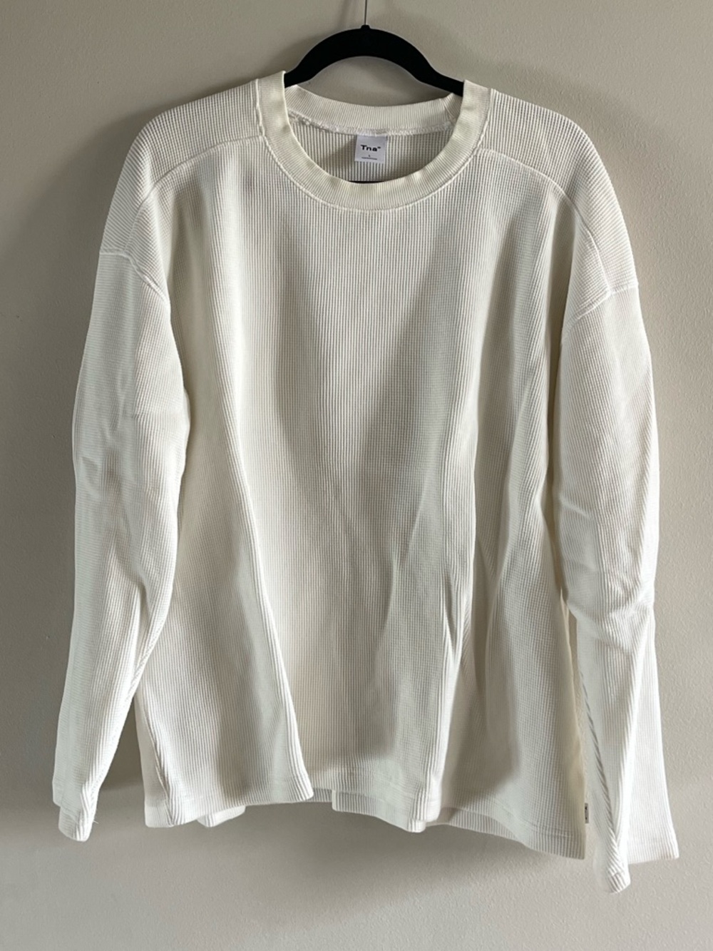 Aritzia TNA White Long Sleeve Waffle Ter